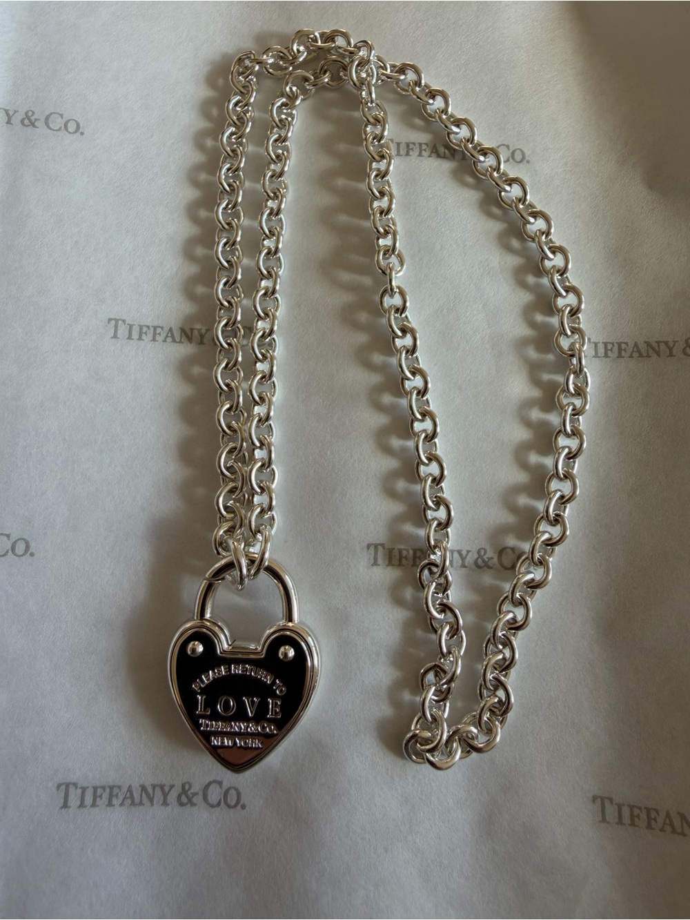 Tiffany & Co. Lock Heart Necklace 18 inches! - Picture 2 of 10